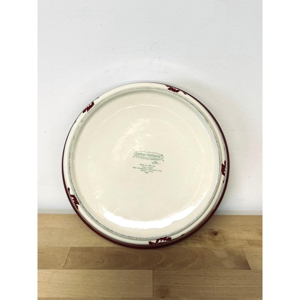 Temptations by Tara Cranberry Toile Round Baker 2qt Lid Wire Rack Trivet Cottage - Picture 10 of 14